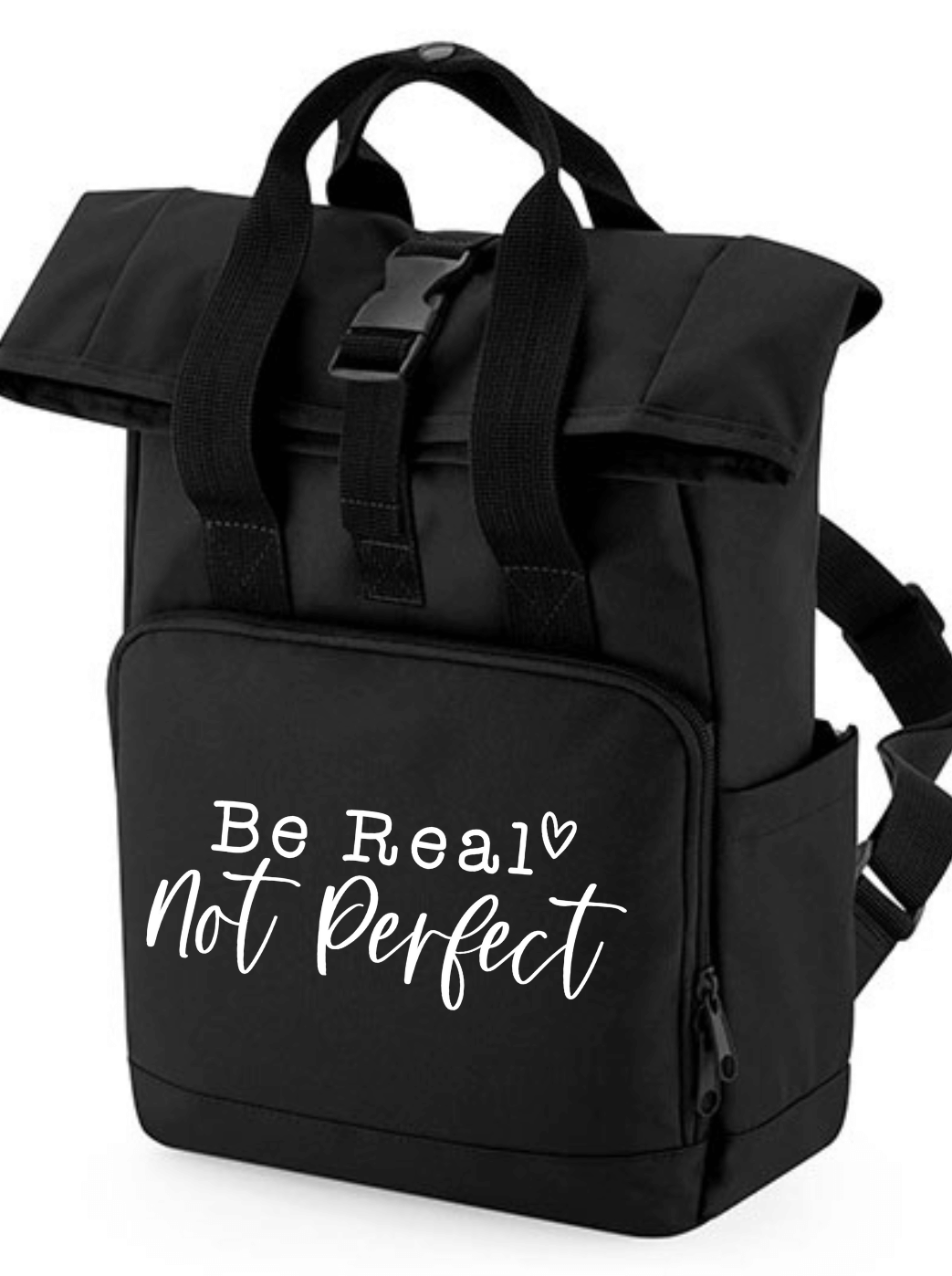 BE REAL recycelter Roll-Top Tagesrucksack schwarz