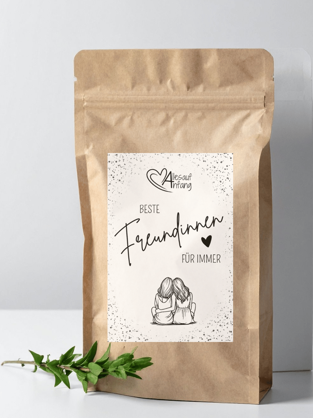 Bio Tee und Bio Trinkschokolade:  Etikett „Beste Freundinnen für immer“ – kleiner Gruß für die beste Freundin,, Freundschaftsgeschenk, liebevoll & nachhaltig, Alles auf Anfang, Bedburg (NRW).