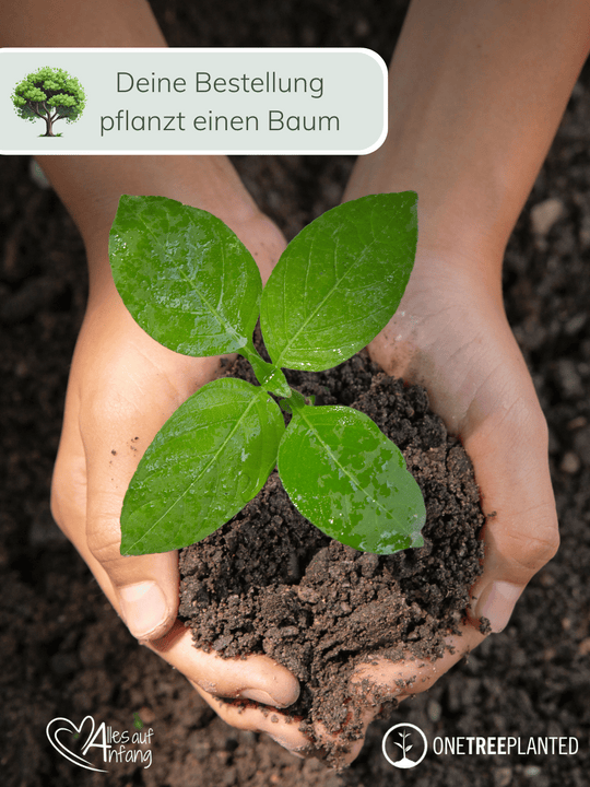 Jede Bestellung pflanzt mit uns mindestens einen Baum über One Tree Planted. Shoppe bei uns nicht nur nachhaltig und bewusst, sondern tue auch Gutes!