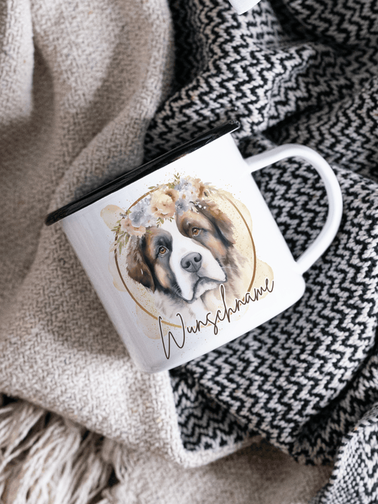 Emaillebecher mit personalisiertem Motiv – langlebig und einzigartig – ideal für Achtsamkeit, Geschenke und entspannte Momente