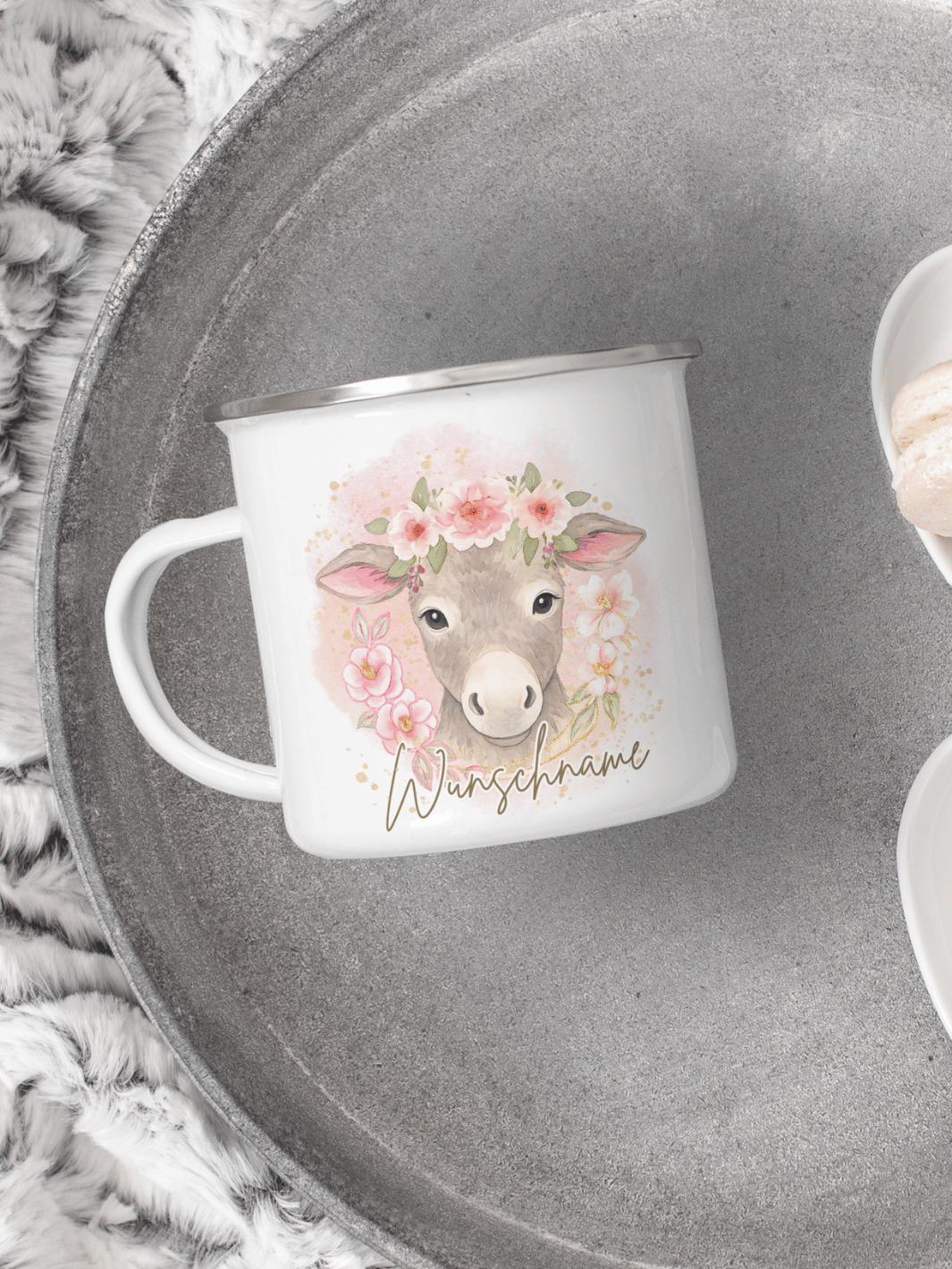 Emaillebecher mit personalisiertem Motiv – langlebig und einzigartig – ideal für Achtsamkeit, Geschenke und entspannte Momente