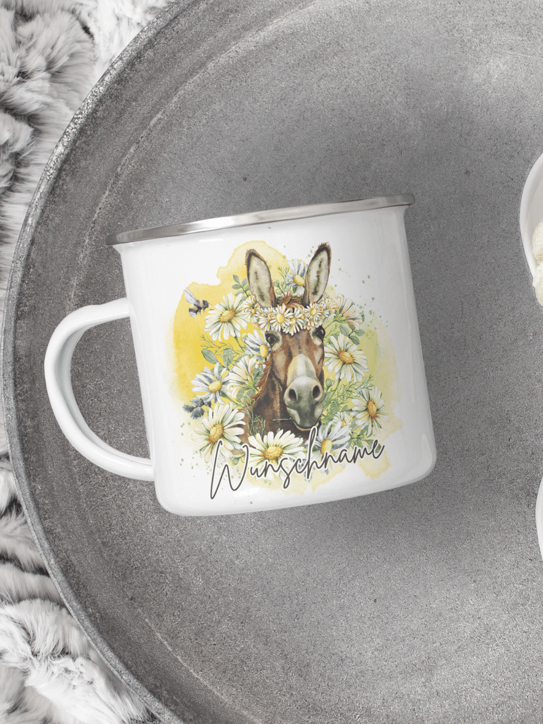Emaillebecher mit personalisiertem Motiv – langlebig und einzigartig – ideal für Achtsamkeit, Geschenke und entspannte Momente