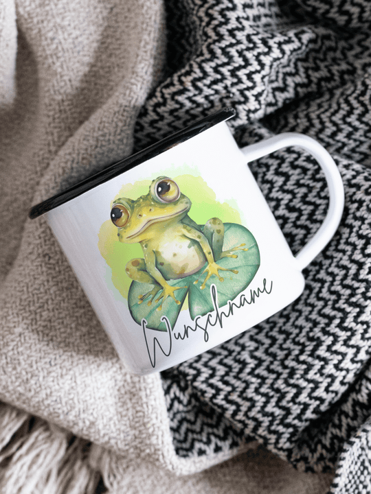 Emaillebecher mit personalisiertem Motiv – langlebig und einzigartig – ideal für Achtsamkeit, Geschenke und entspannte Momente