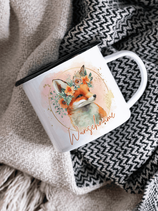 Emaillebecher mit personalisiertem Motiv – langlebig und einzigartig – ideal für Achtsamkeit, Geschenke und entspannte Momente