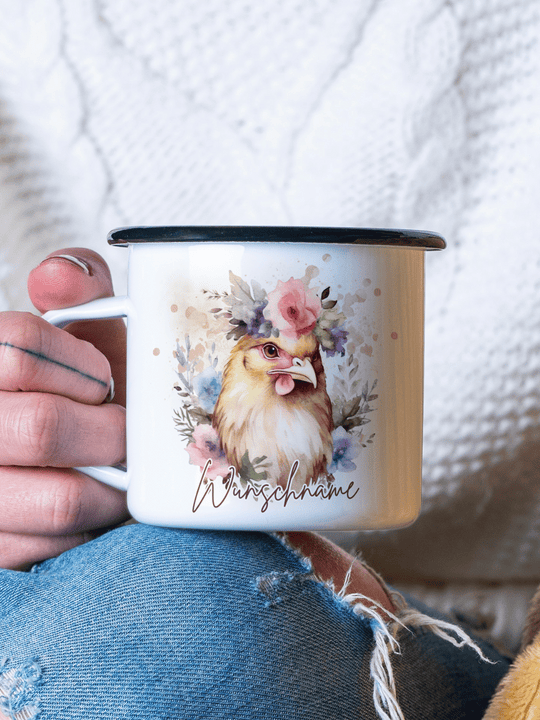 Emaillebecher mit personalisiertem Motiv – langlebig und einzigartig – ideal für Achtsamkeit, Geschenke und entspannte Momente