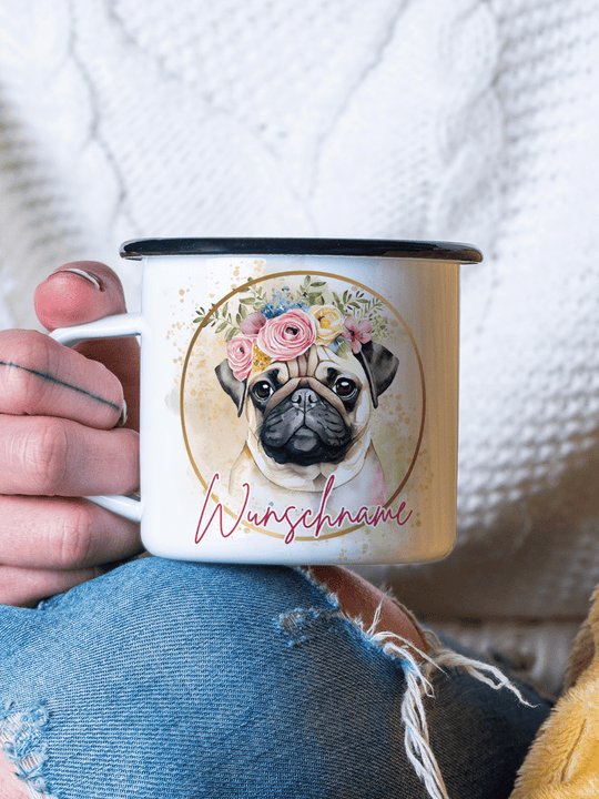 Emaillebecher mit personalisiertem Motiv – langlebig und einzigartig – ideal für Achtsamkeit, Geschenke und entspannte Momente