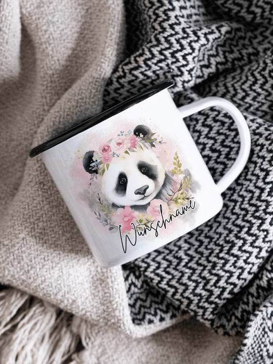 Emaillebecher mit personalisiertem Motiv – langlebig und einzigartig – ideal für Achtsamkeit, Geschenke und entspannte Momente
