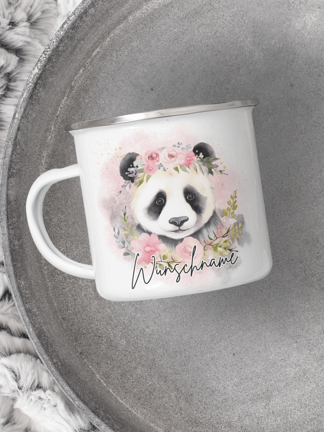 Emaillebecher mit personalisiertem Motiv – langlebig und einzigartig – ideal für Achtsamkeit, Geschenke und entspannte Momente