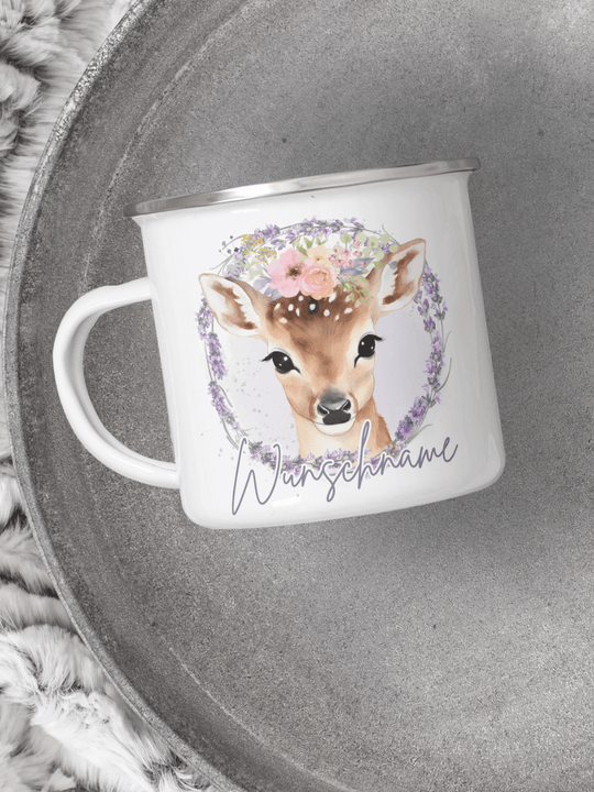 Emaillebecher mit personalisiertem Motiv – langlebig und einzigartig – ideal für Achtsamkeit, Geschenke und entspannte Momente