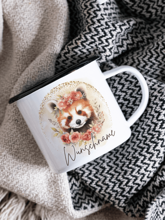 Emaillebecher mit personalisiertem Motiv – langlebig und einzigartig – ideal für Achtsamkeit, Geschenke und entspannte Momente