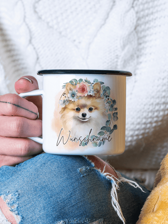 Emaillebecher mit personalisiertem Motiv – langlebig und einzigartig – ideal für Achtsamkeit, Geschenke und entspannte Momente