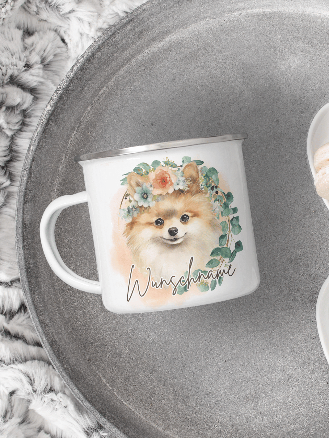 Emaillebecher mit personalisiertem Motiv – langlebig und einzigartig – ideal für Achtsamkeit, Geschenke und entspannte Momente