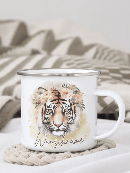 Emaillebecher mit personalisiertem Motiv – langlebig und einzigartig – ideal für Achtsamkeit, Geschenke und entspannte Momente