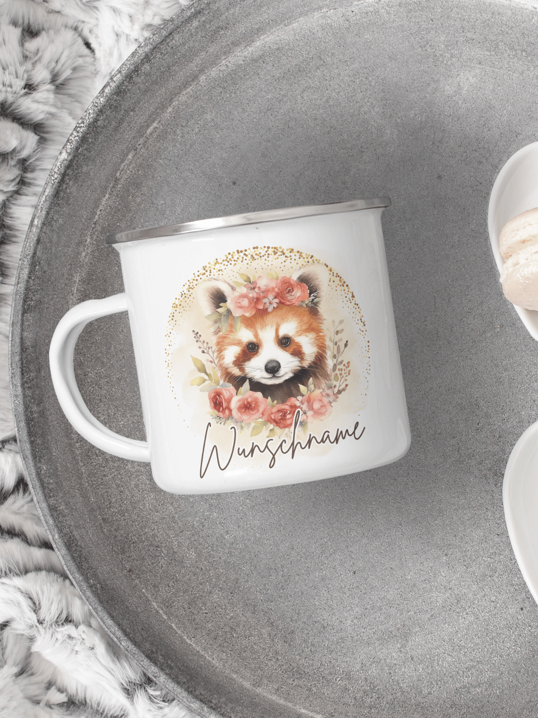 Emaillebecher mit personalisiertem Motiv – langlebig und einzigartig – ideal für Achtsamkeit, Geschenke und entspannte Momente