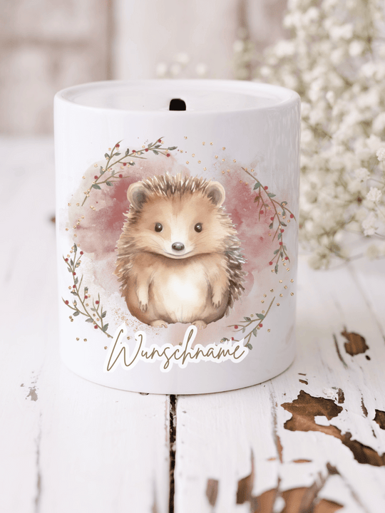 Keramikspardose mit niedlichem Motiv – nachhaltige Sparidee aus hochwertiger Keramik, kleines Geschenk für Kinder und Erwachsene, ideales Accessoire zum Sparen von Münzen und Scheinen, liebevoll illustriert.