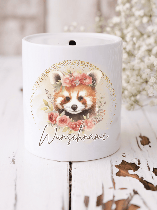 Keramikspardose mit niedlichem Motiv – nachhaltige Sparidee aus hochwertiger Keramik, kleines Geschenk für Kinder und Erwachsene, ideales Accessoire zum Sparen von Münzen und Scheinen, liebevoll illustriert.