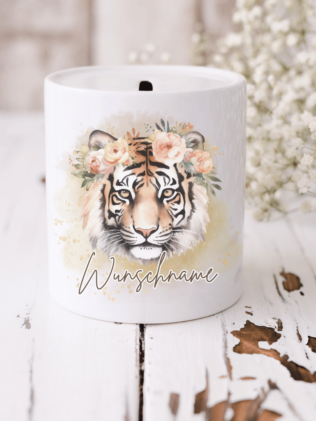 Keramikspardose mit niedlichem Motiv – nachhaltige Sparidee aus hochwertiger Keramik, kleines Geschenk für Kinder und Erwachsene, ideales Accessoire zum Sparen von Münzen und Scheinen, liebevoll illustriert.