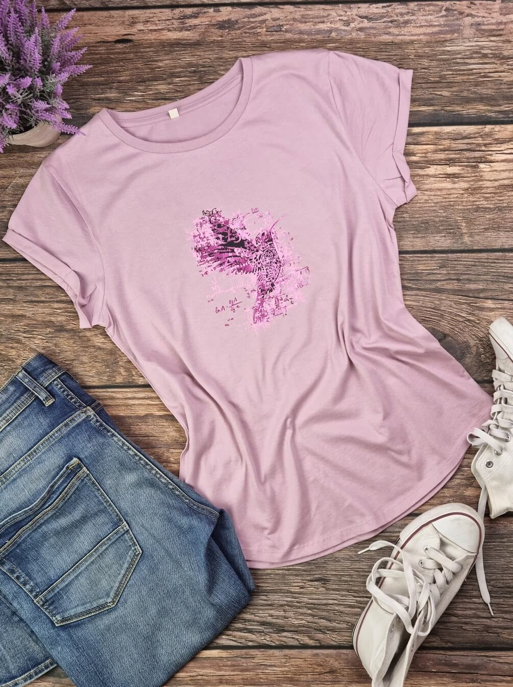 TRAUMKOLIBRI Damen T-Shirt | purple rose | M (Musterverkauf)
