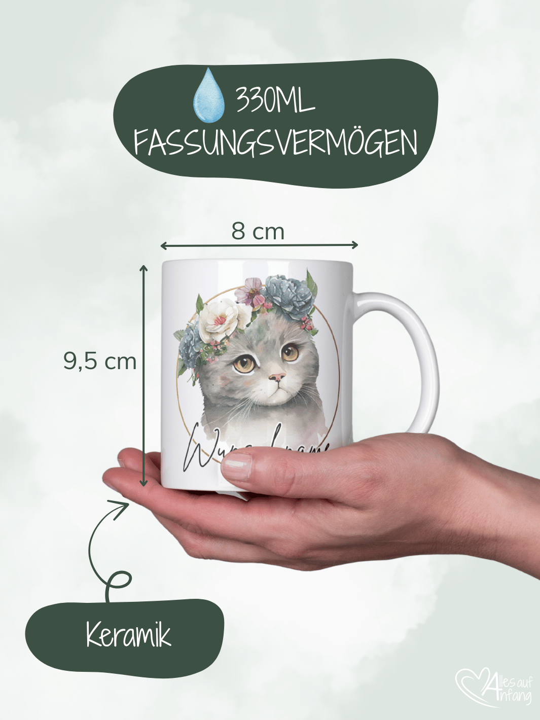 Personalisierbare Keramiktassen, handgefertigt in Deutschland, individuelles Geschenk für Freundin, nachhaltige Tasse für Kaffee oder Tee, liebevoll gestaltetes Motiv, personalisierbar mit Name