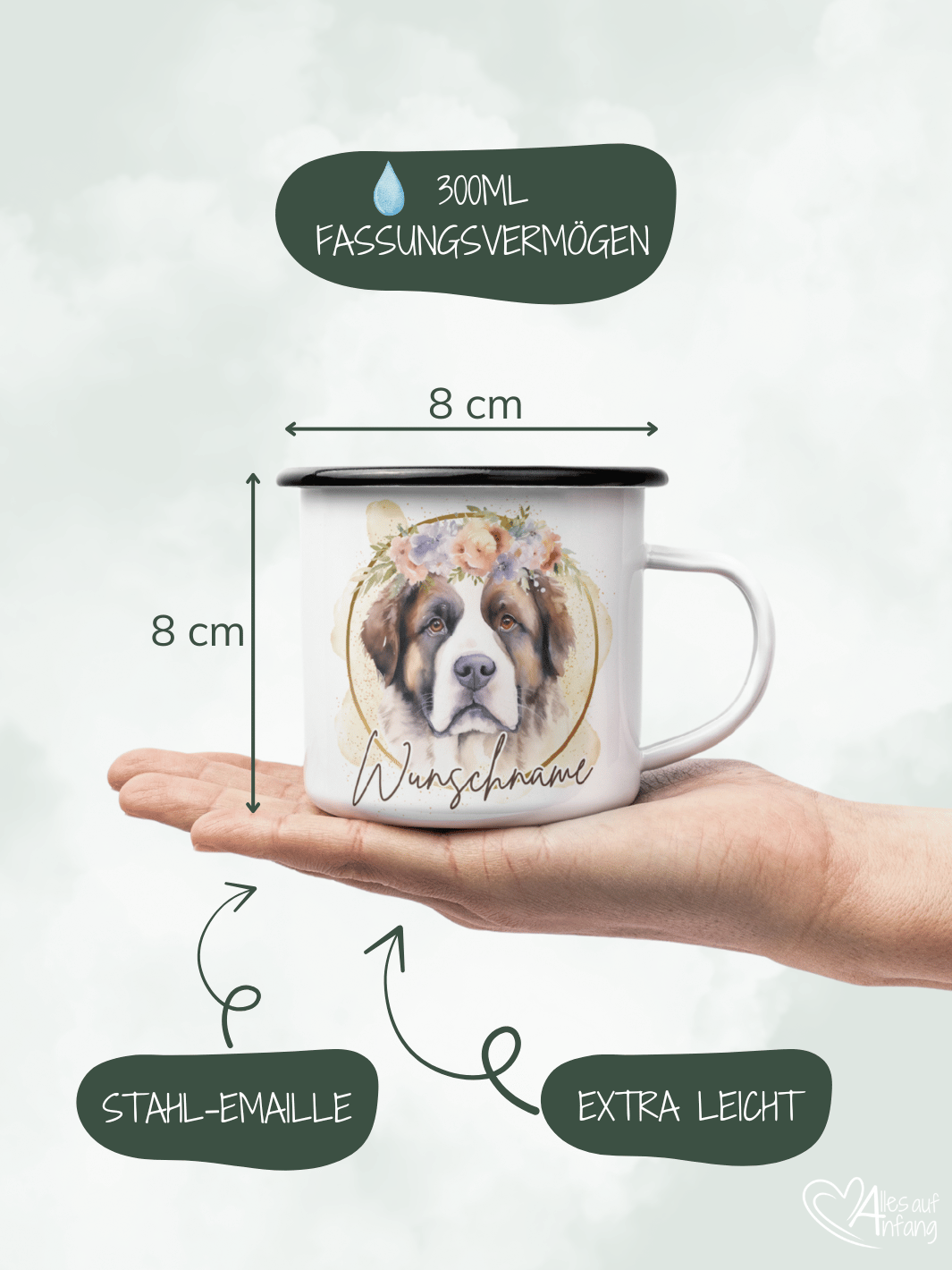 BERNHARDINER Emaillebecher