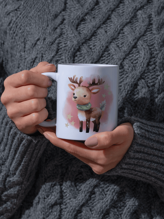 Handgemachte personalisierte Tasse als Geschenk für Frauen und Kinder, Motiv RENTIERBABY