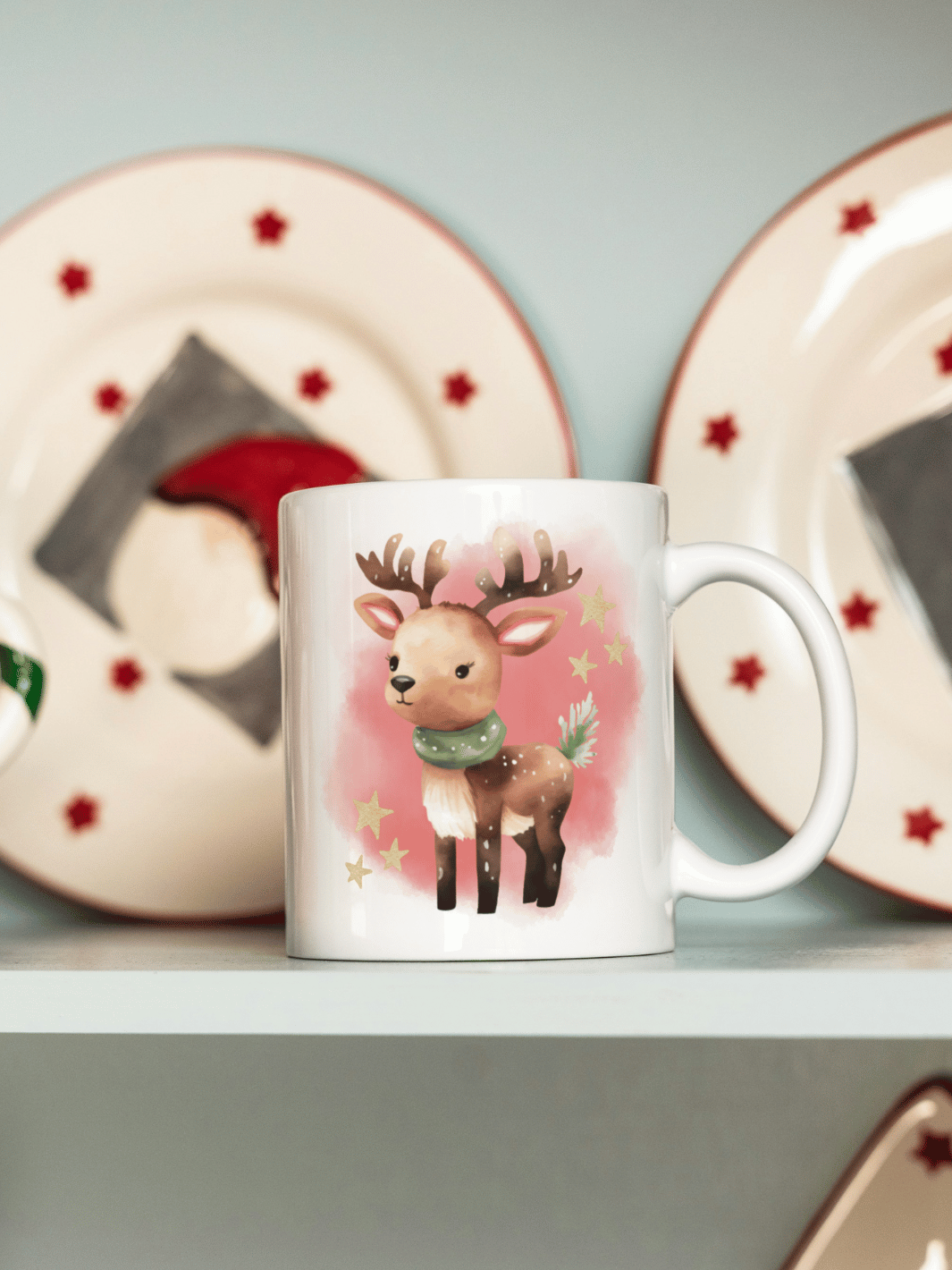 Handgemachte personalisierte Tasse als Geschenk für Frauen, Motiv RENTIERBABY