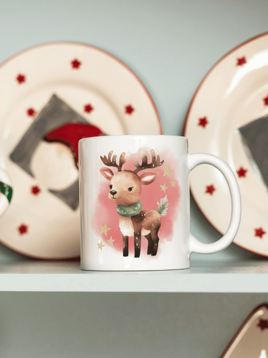 Handgemachte personalisierte Tasse als Geschenk für Frauen, Motiv RENTIERBABY