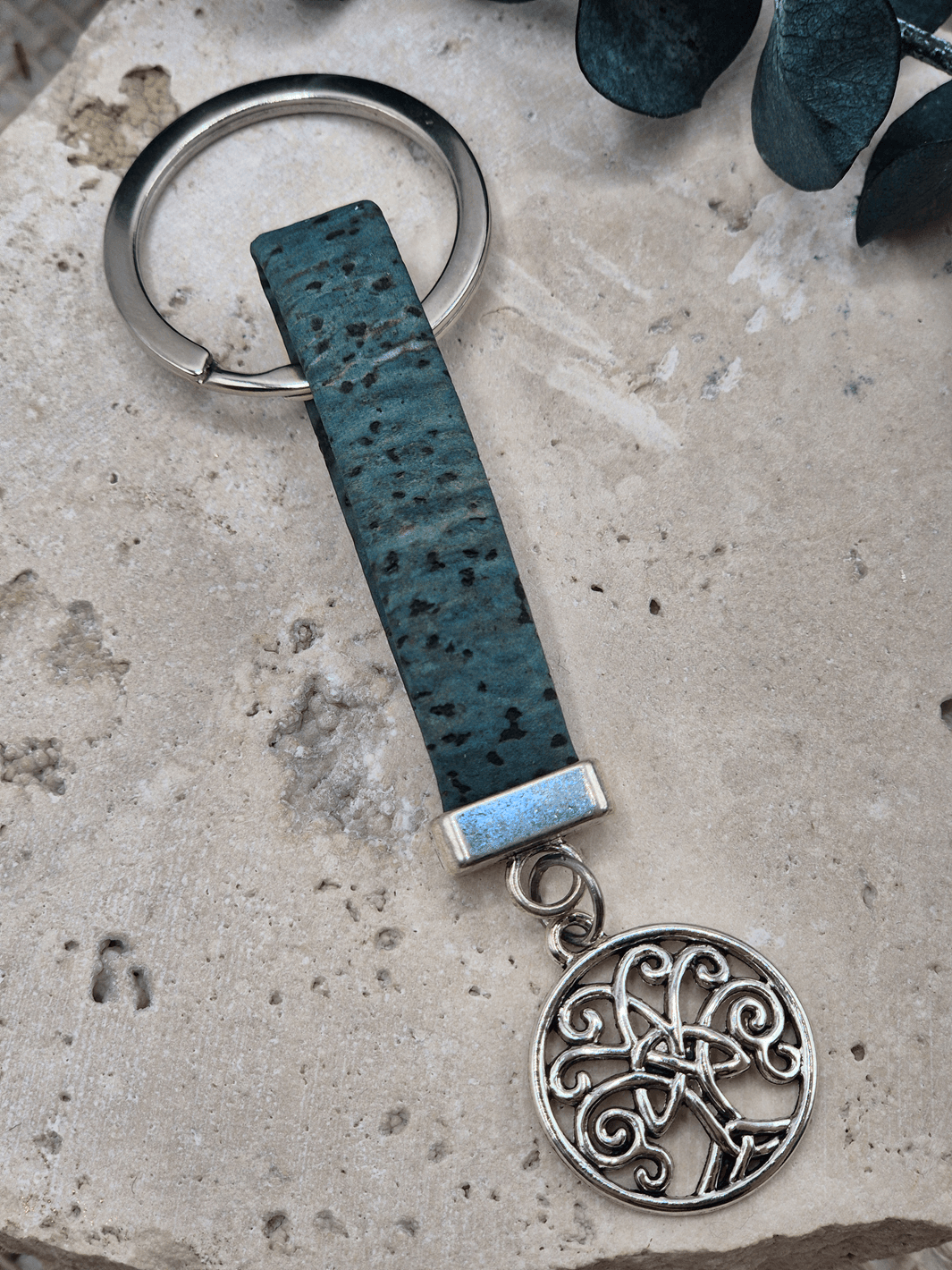 LEBENSBAUM Kork Schlüsselanhänger blaugrün