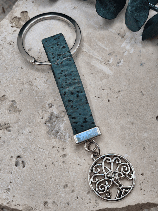 LEBENSBAUM Kork Schlüsselanhänger blaugrün