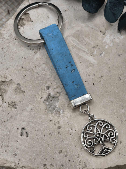 LEBENSBAUM Kork Schlüsselanhänger türkis