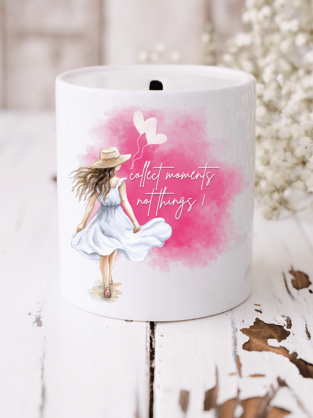 Keramikspardose mit der Botschaft „Collect moments, not things“ – ästhetisch & zeitlos. Für alle, die Erinnerungen wertschätzen. Nachhaltig & handveredelt. Alles auf Anfang 💚 Geschenke für Herz & Seele