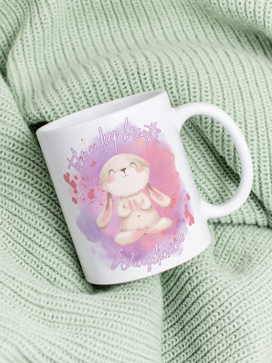Take a deep breath - Personalisierbare Keramiktassen, handgefertigt in Deutschland, individuelles Geschenk für Freundin, nachhaltige Tasse für Kaffee oder Tee, liebevoll gestaltetes Motiv, personalisierbar mit Name