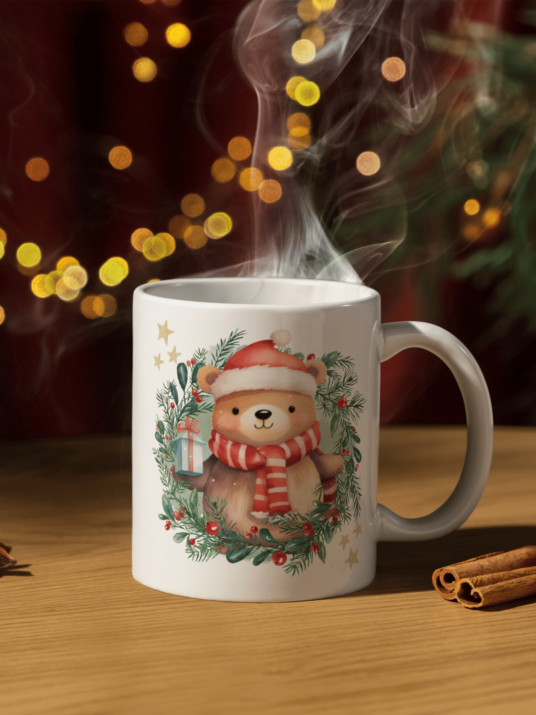 Weihnachtsgeschenk mit Herz & Seele - ideal für die Freundin, Kinder und Lieblingsmenschen - Motiv WEIHNACHTSBÄR Tasse (personalisierbar)