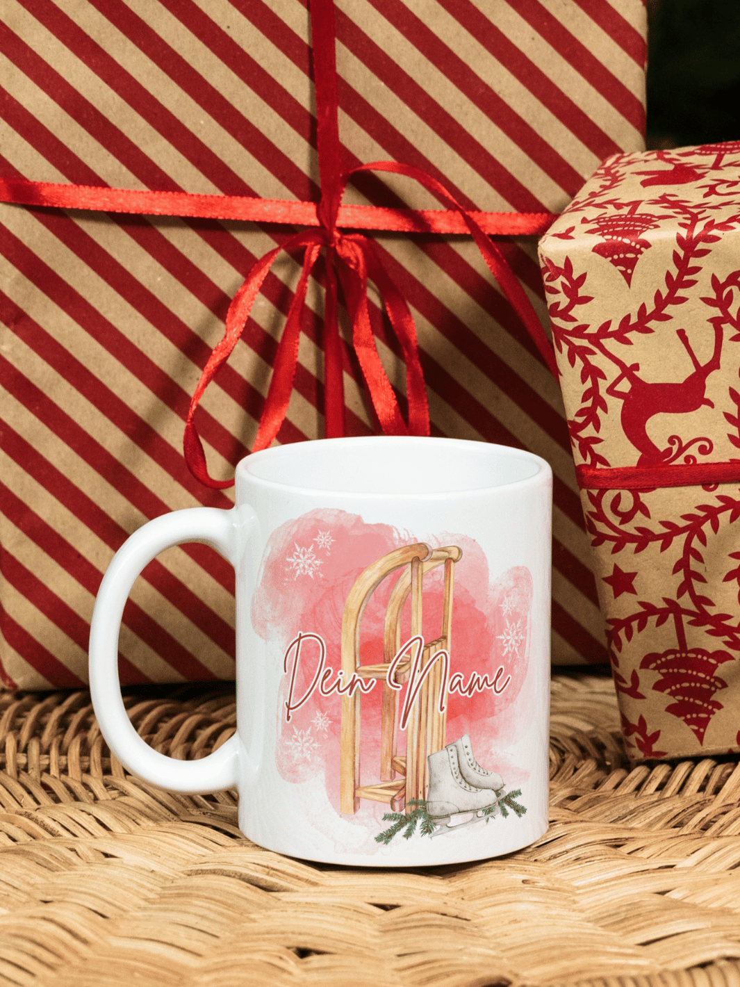 Weihnachtsgeschenk mit Herz& Seele - ideal für die Freundin, als Geschenk für Kinder - Motiv WEIHNACHTSPINGUIN Tasse (personalisierbar)