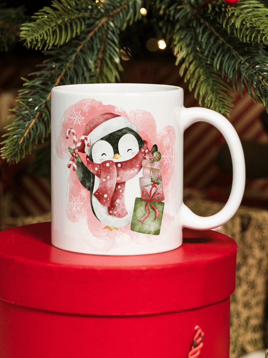 Weihnachtsgeschenk mit Herz& Seele - ideal für die Freundin, als Geschenk für Kinder - Motiv WEIHNACHTSPINGUIN Tasse (personalisierbar)