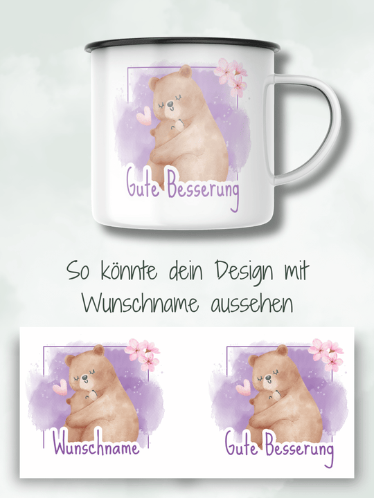 Gute Besserung - personalisierter Emaillebecher - Alles auf Anfang - Geschenk für Frauen
