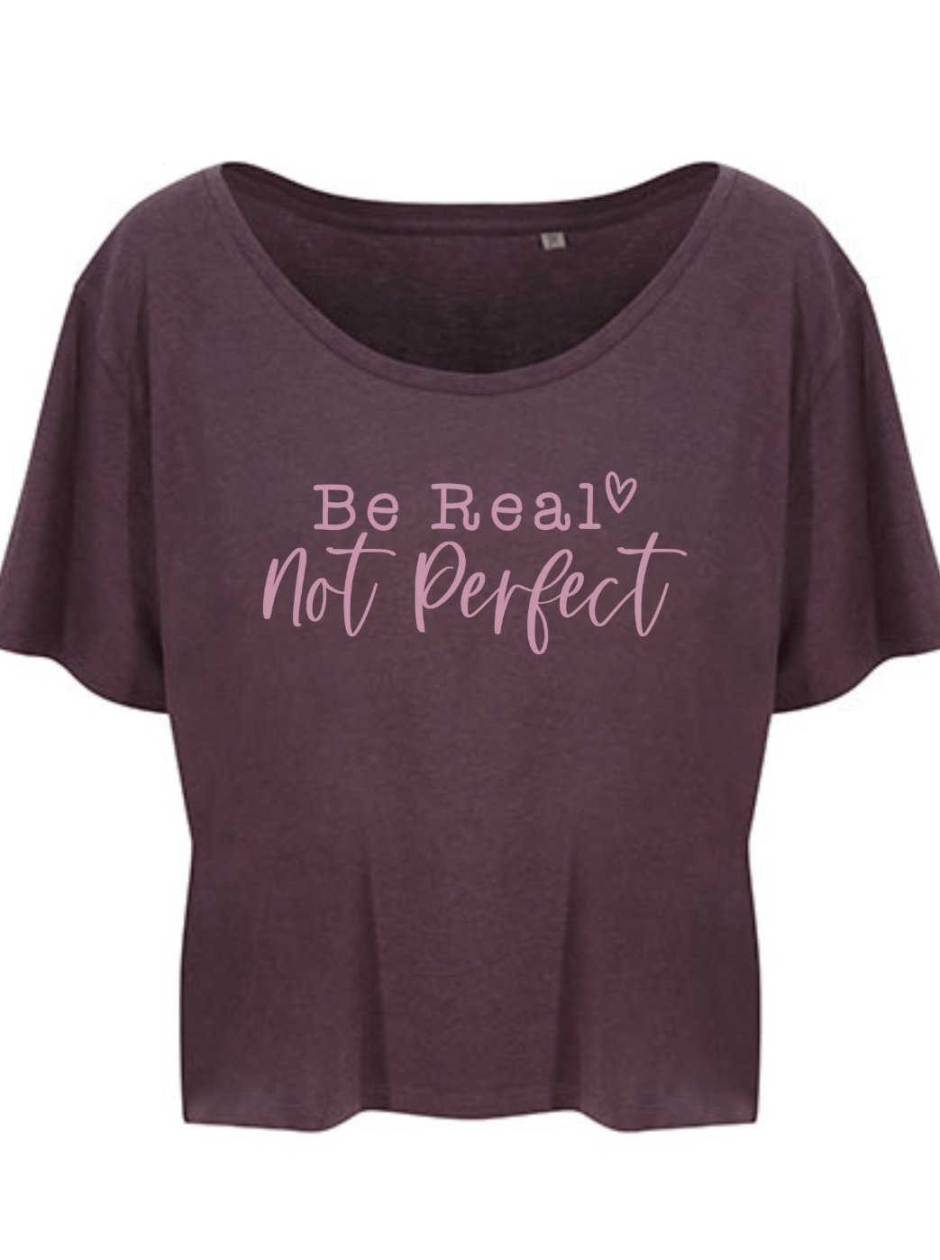 Be real-not perfect Damen cropped T-Shirt wild mulberry