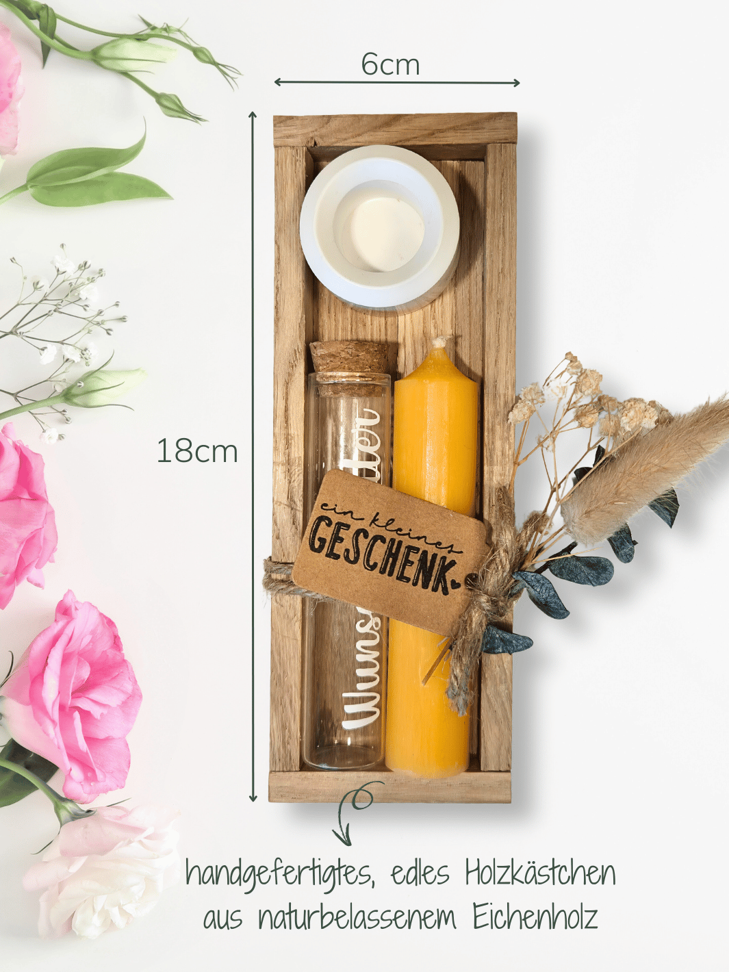 Geld - Geschenkset: 1 Kerze mit Wunscherfüller | sonnengelb - Alles auf Anfang - personalisierte Geschenke für Frauen