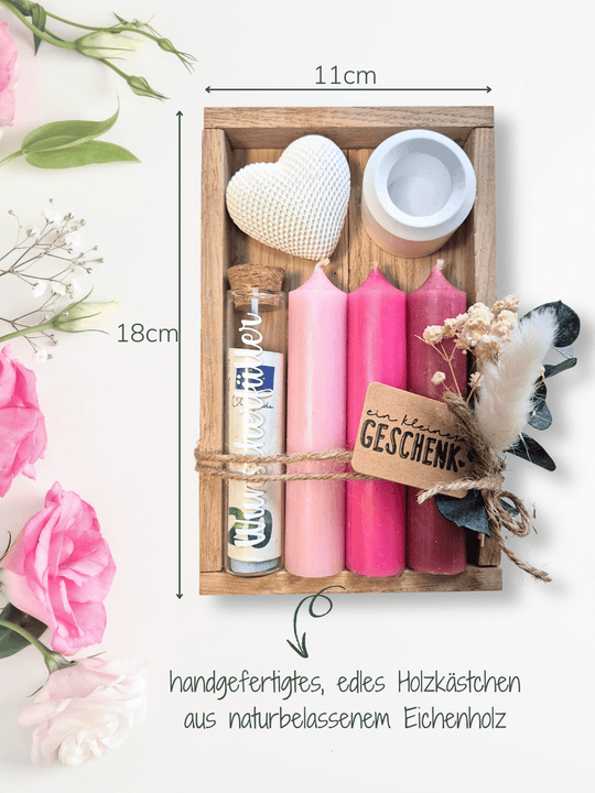 Geld - Geschenkset: 3 Kerzen mit Wunscherfüller - Alles auf Anfang - personalisierte Geschenke für Frauen