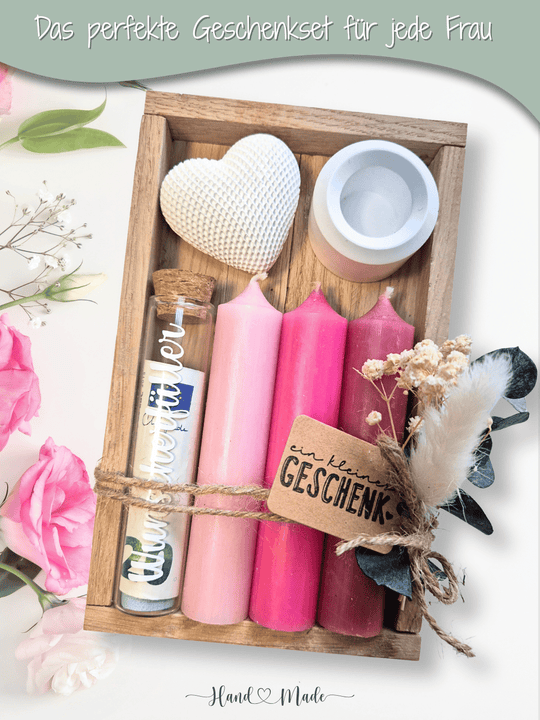 Geld - Geschenkset: 3 Kerzen mit Wunscherfüller - Alles auf Anfang - personalisierte Geschenke für Frauen