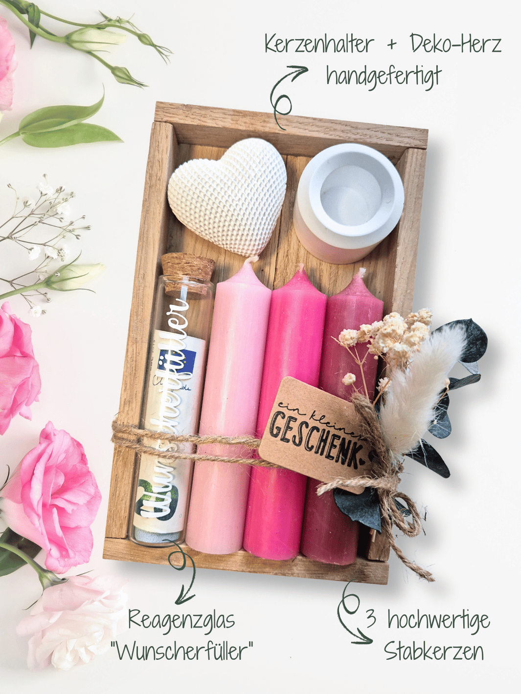 Geld - Geschenkset: 3 Kerzen mit Wunscherfüller - Alles auf Anfang - personalisierte Geschenke für Frauen