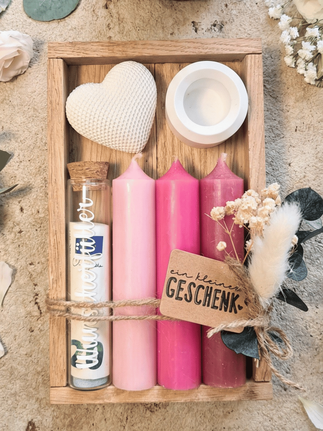 Geld-Geschenkset Kerzen rosa