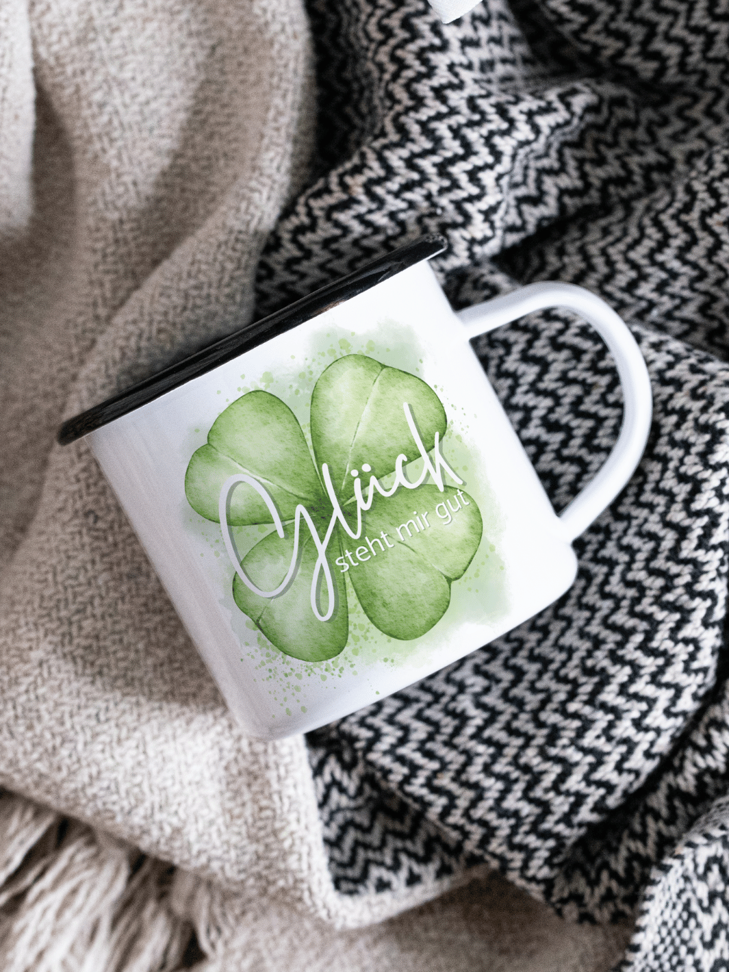 GLÜCK Emaillebecher - Alles auf Anfang - personalisierte Geschenke für Frauen