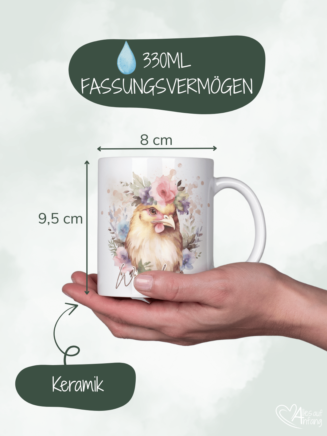 HUHN Tasse - Alles auf Anfang - personalisierte Geschenke für Frauen