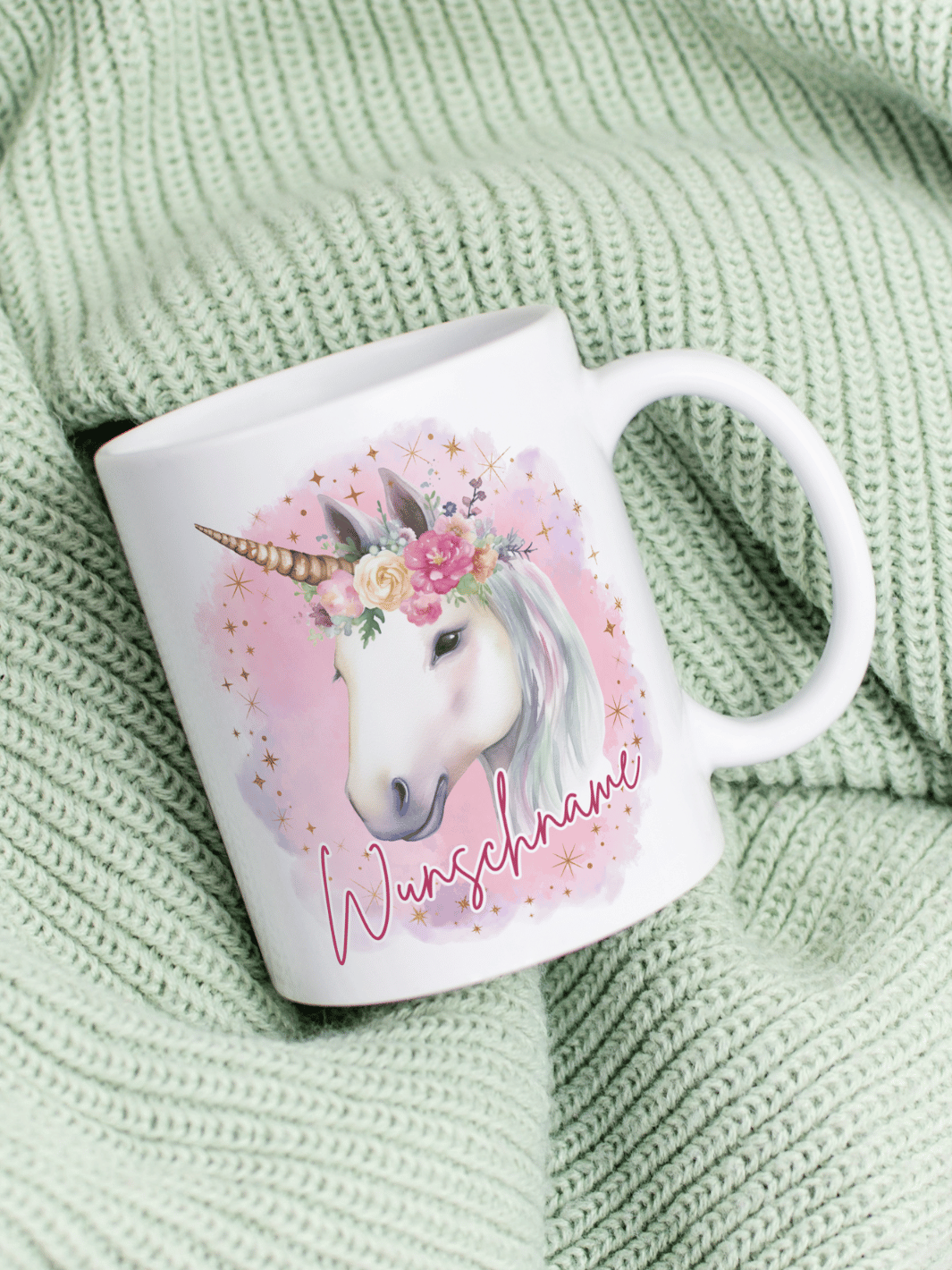 Motiv Einhorn - Personalisierbare Keramiktassen, handgefertigt in Deutschland, individuelles Geschenk für Freundin, nachhaltige Tasse für Kaffee oder Tee, liebevoll gestaltetes Motiv, personalisierbar mit Name