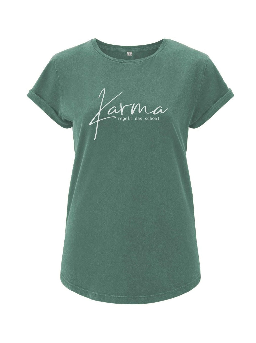 Damen T-Shirt KARMA rolled arms sage green