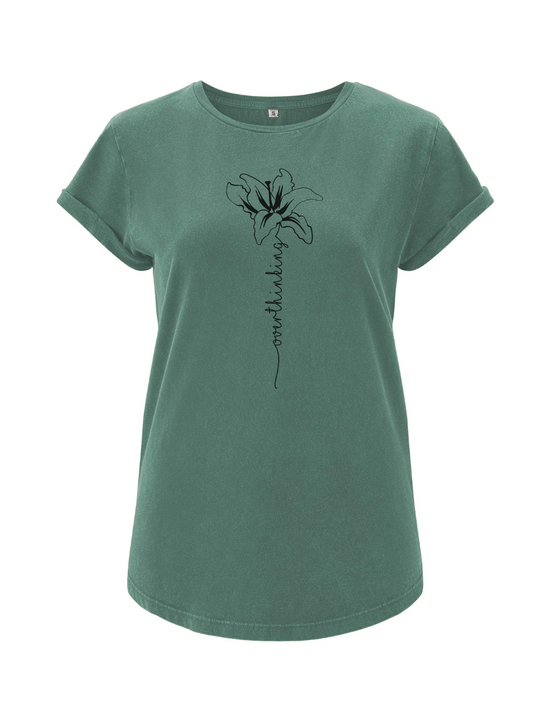 Overthinking Damen T-Shirt rolled arms sage green