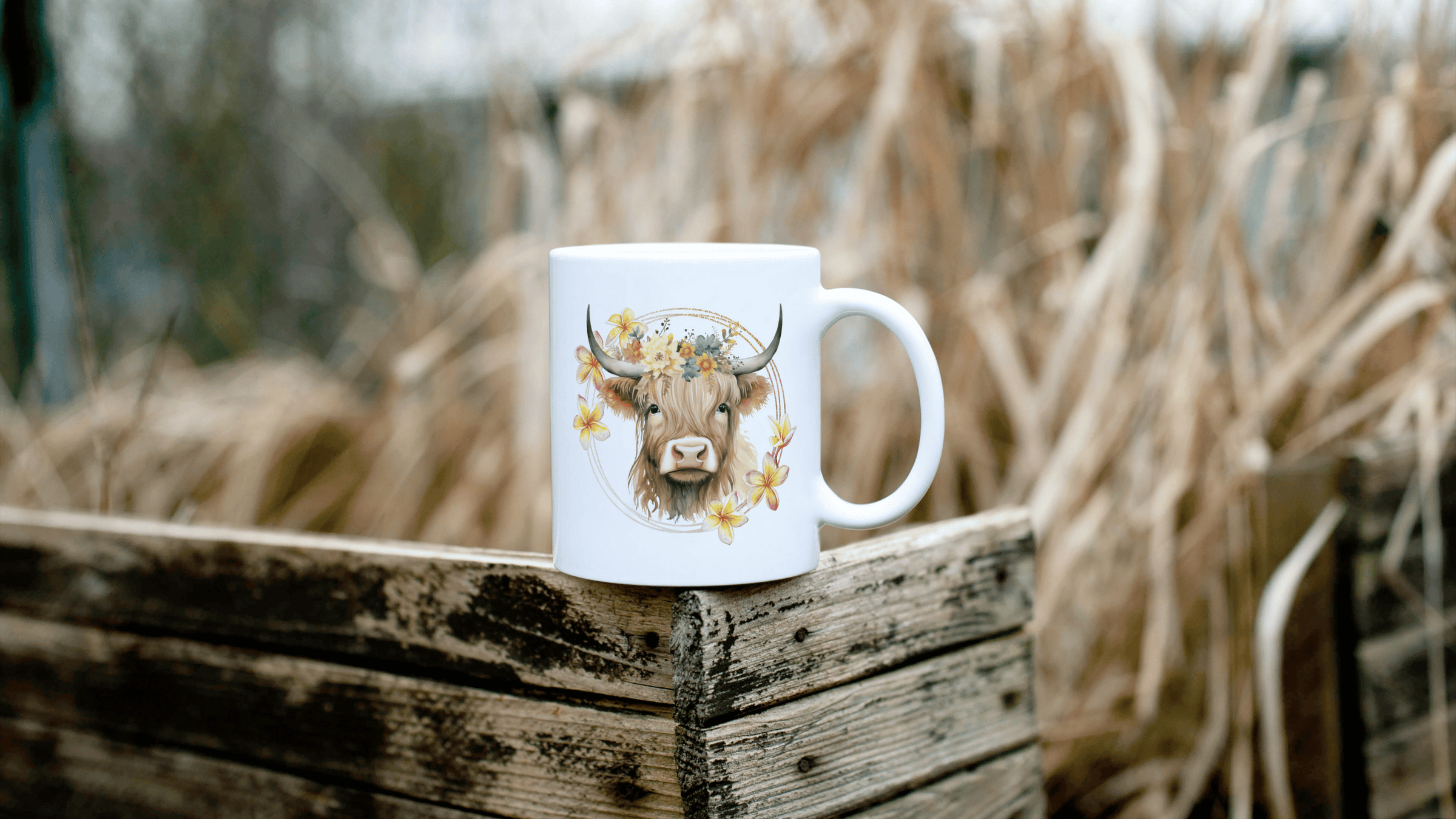 Tasse mit Higland Cow-Motiv