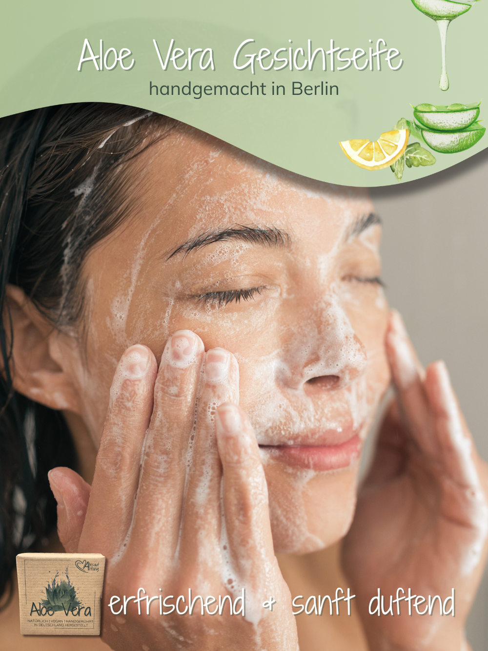 Gesichtspflege und den Wohlfühlmoment mit handgemachter Aloe Vera Gesichtsseife von Alles auf Anfang- Geschenke für Herz & Seele