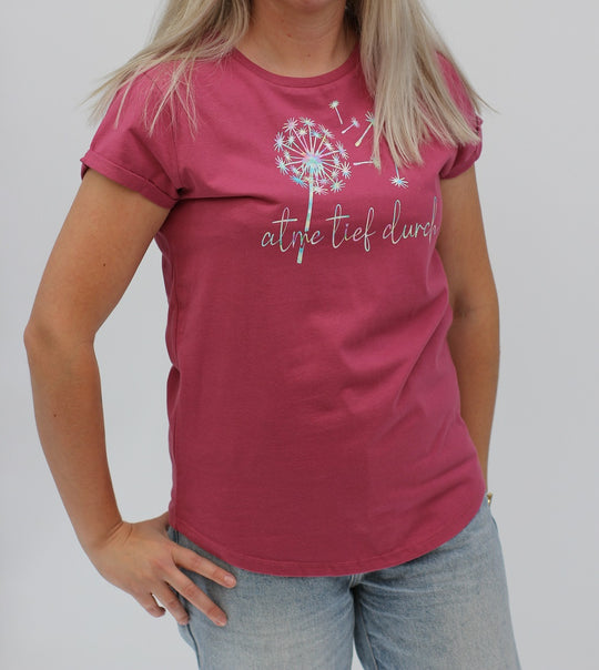 ATME TIEF DURCH Damen T-Shirt | Designfolie | berry | S (Musterverkauf)